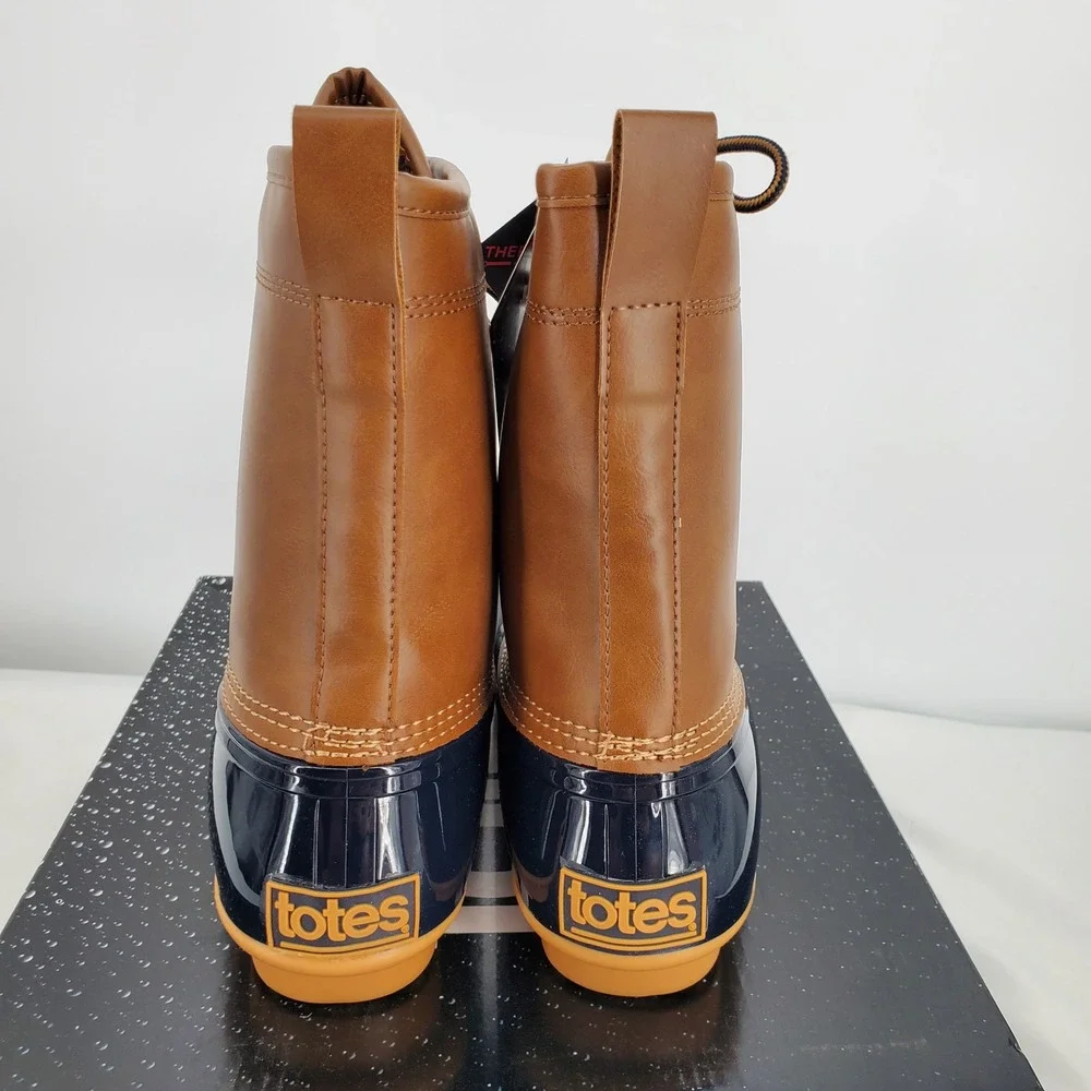 Totes Womens 8M ArielTan Waterproof Duck Winter‎ Lace Up Boots Brown Blue New